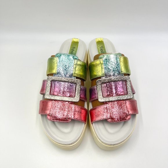 Franco Sarto Womens Patricia Pink‎ Silver Green Blue Platform Sandals 6.5 - Picture 2 of 13